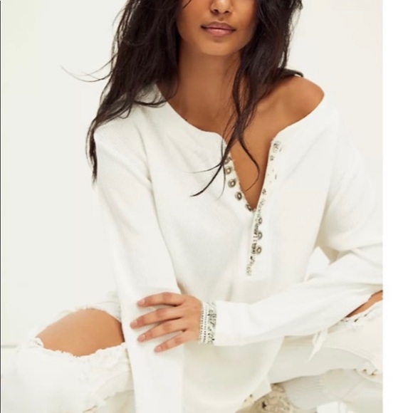 Free People Fall for You Henley -Ivory - Picture 2 of 8